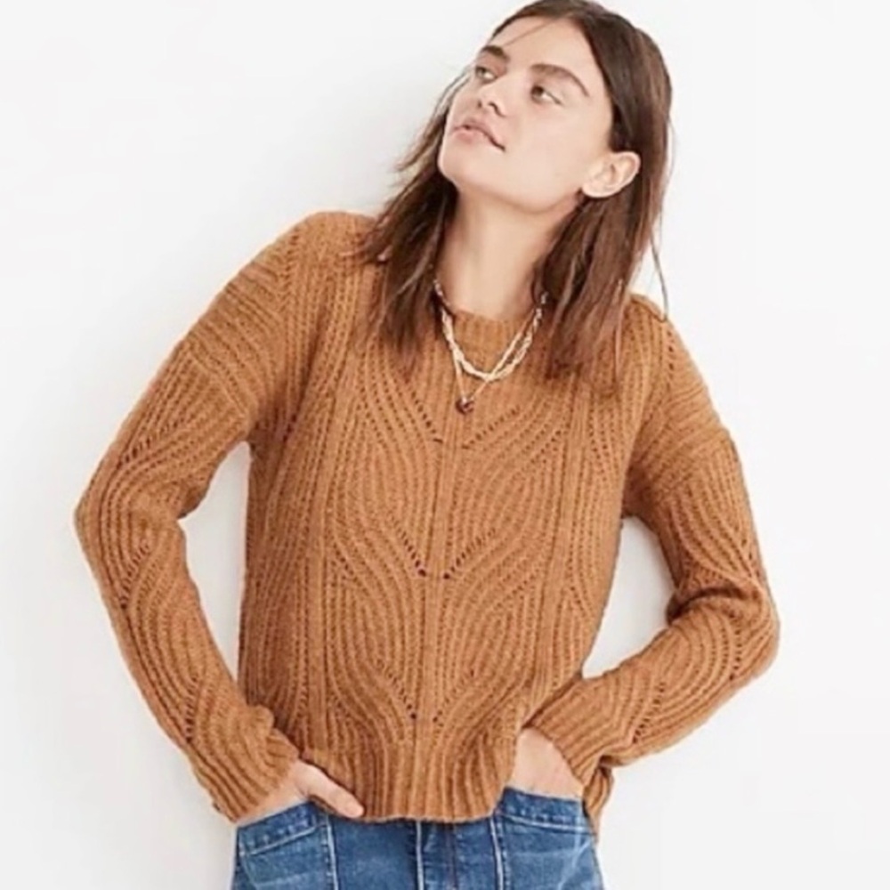 Madewell Charley Pullover Sweater Sz L Tan Cozy Casual Boxy Alpaca Blend